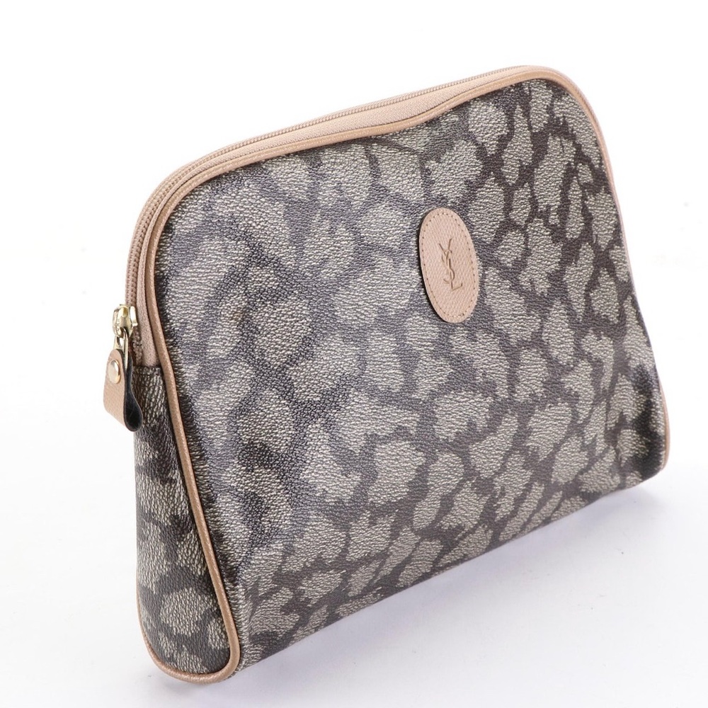 Yves Saint Laurent Zip Pouch in Printed Coated Canvas trimmed in Leather - Picture 2 of 4